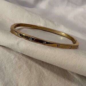 Source Unknown Gold Bracelet with Clear Accents